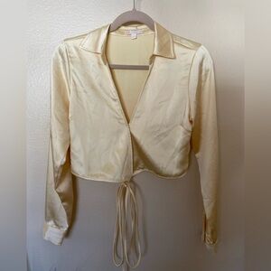 Gianni Bini Butter Yellow Satin Cargo Pant Set Size S